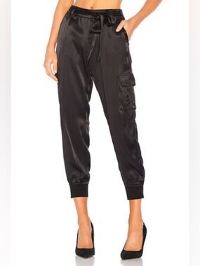 Sanctuary Black Utility Cargo Jogger Pants Elastic Waist Pull-On Pockets Size L